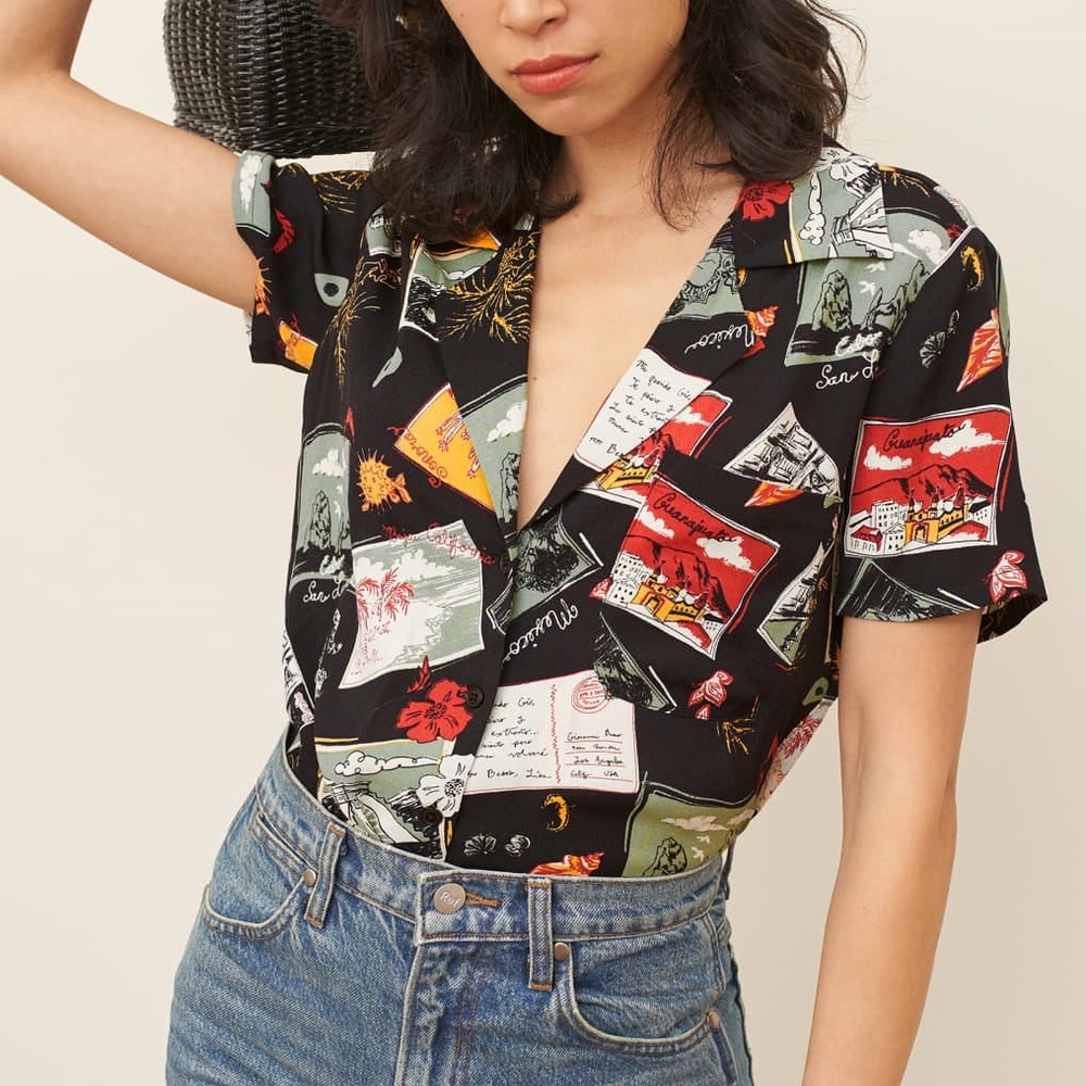 Reformation Cuba Top in Postcards size XL